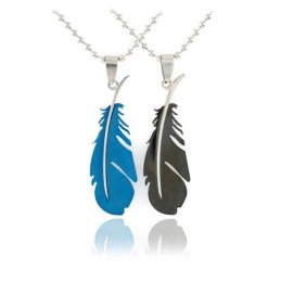 Collar Con Colgante De Pluma De Titanio Puro Para Parejas