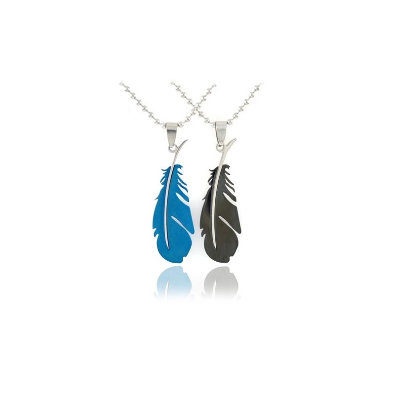 Collar Con Colgante De Pluma De Titanio Puro Para Parejas Collar Con Colgante De Pluma De Titanio Puro Para Parejas