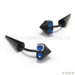 Pendientes De Titanio Negro Con Incrustaciones De Diamantes Azules