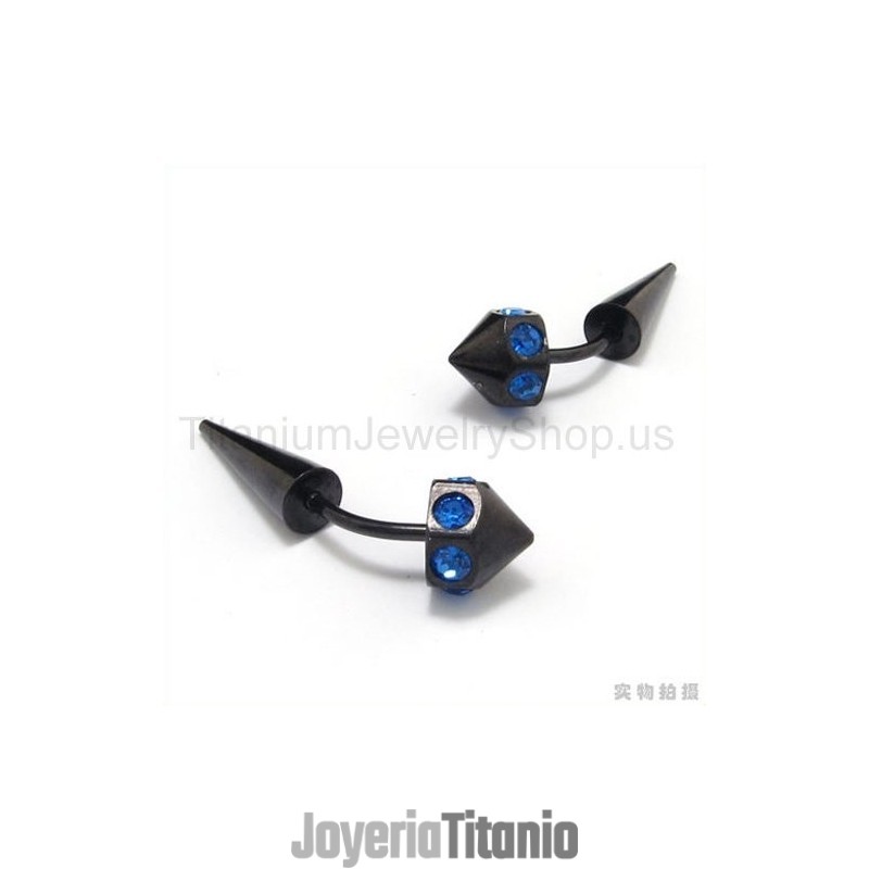 Pendientes De Titanio Negro Con Incrustaciones De Diamantes Azules Pendientes De Titanio Negro Con Incrustaciones De Diamantes Azules