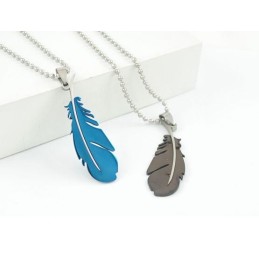 Collar Con Colgante De Pluma De Titanio Puro Para Parejas