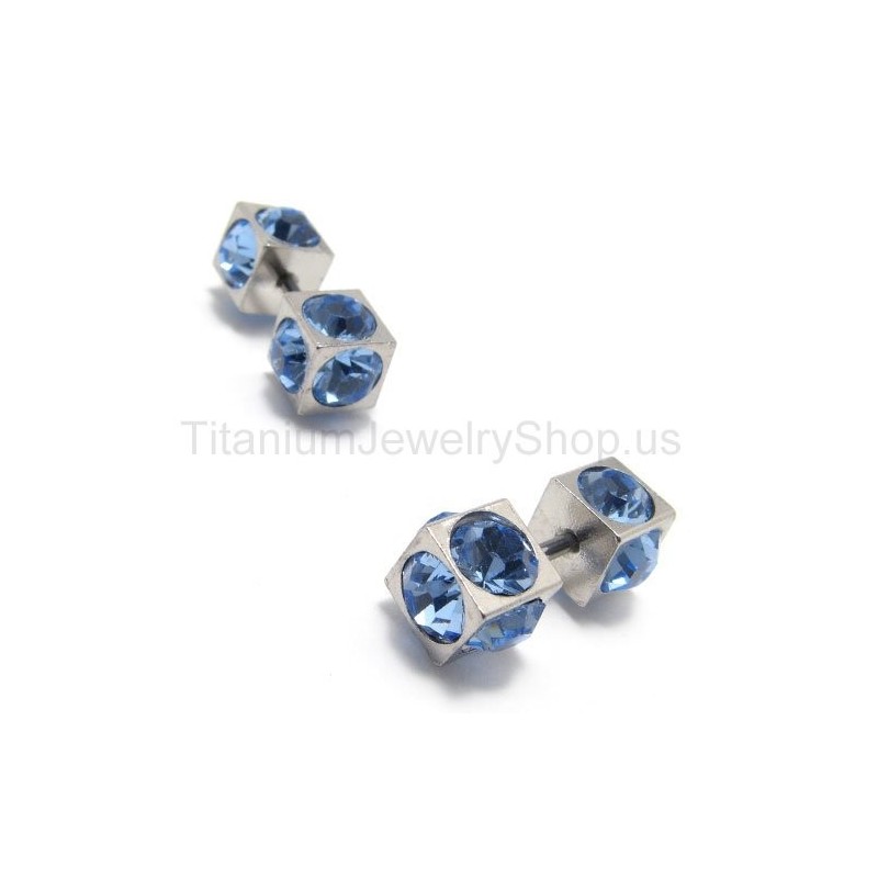 Pendientes De Diamantes Azules Con Incrustaciones De Titanio De Boxes