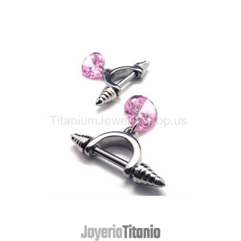 Pendientes De Titanio Con Diamantes Rosas De Cold Weapon Pendientes De Titanio Con Diamantes Rosas De Cold Weapon