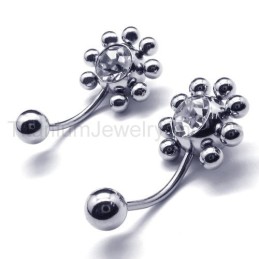 Pendientes De Titanio Con Incrustaciones De Diamantes Y Diseño De Girasol