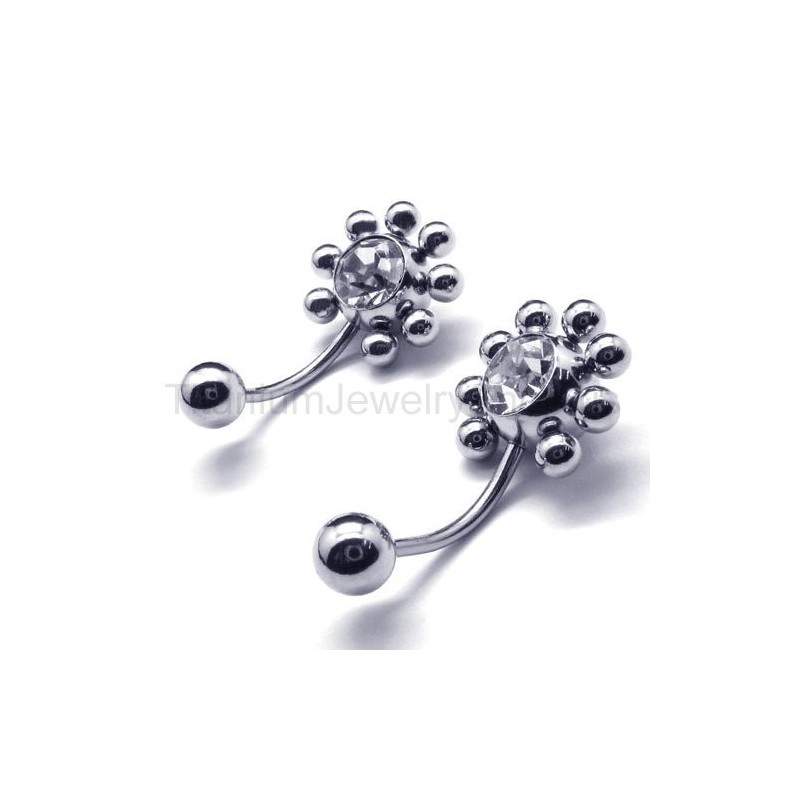 Pendientes De Titanio Con Incrustaciones De Diamantes Y Diseño De Girasol