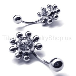 Pendientes De Titanio Con Incrustaciones De Diamantes Y Diseño De Girasol