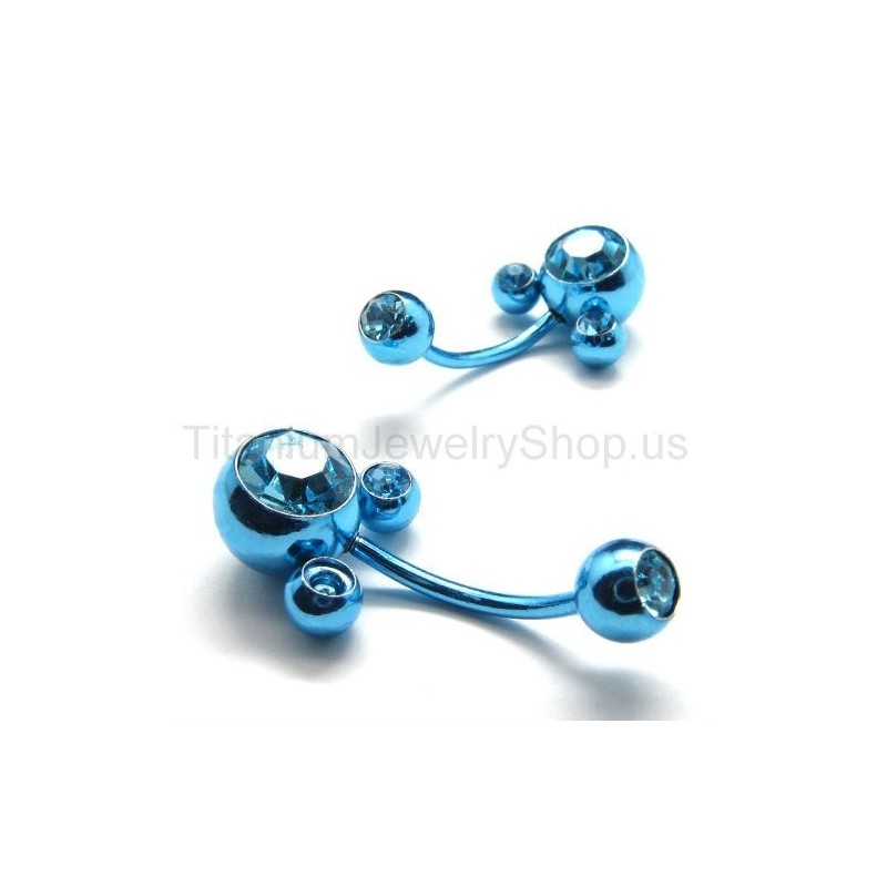 Pendientes De Titanio Con Incrustaciones De Diamantes Y Flor Azul Pendientes De Titanio Con Incrustaciones De Diamantes Y Flor Azul