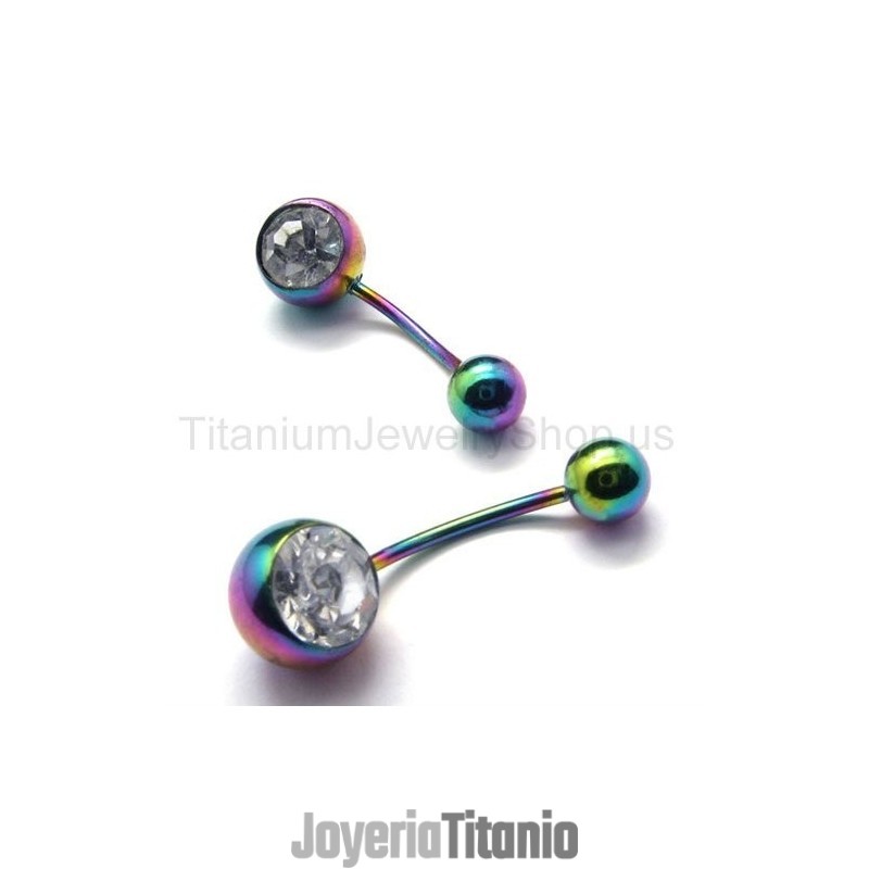 Mini Pendientes De Titanio Con Incrustaciones De Diamantes En Color Mini Pendientes De Titanio Con Incrustaciones De Diamantes En Color