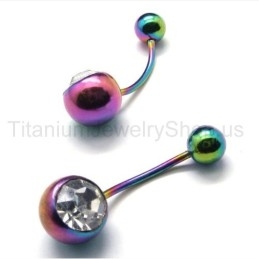 Mini Pendientes De Titanio Con Incrustaciones De Diamantes En Color