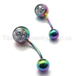 Mini Pendientes De Titanio Con Incrustaciones De Diamantes En Color