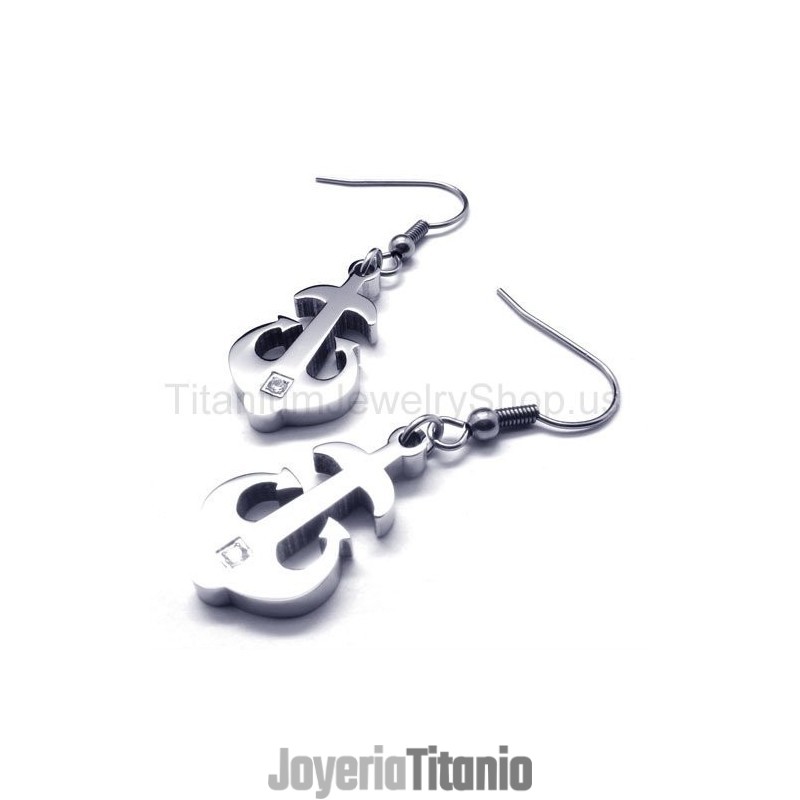 Pendientes De Ancla De Titanio Y Plata Pendientes De Ancla De Titanio Y Plata