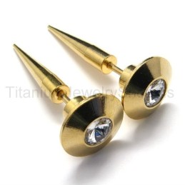 Pendientes De Titanio Con Tachuelas Doradas