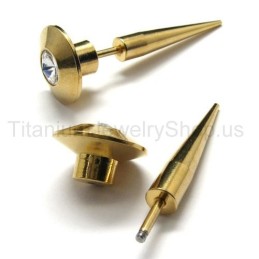 Pendientes De Titanio Con Tachuelas Doradas