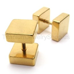 Pendientes De Barra Con Caja De Titanio Dorado