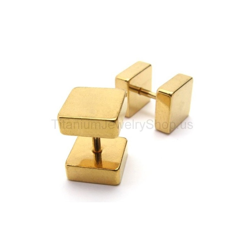 Pendientes De Barra Con Caja De Titanio Dorado