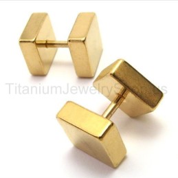 Pendientes De Barra Con Caja De Titanio Dorado