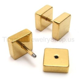 Pendientes De Barra Con Caja De Titanio Dorado