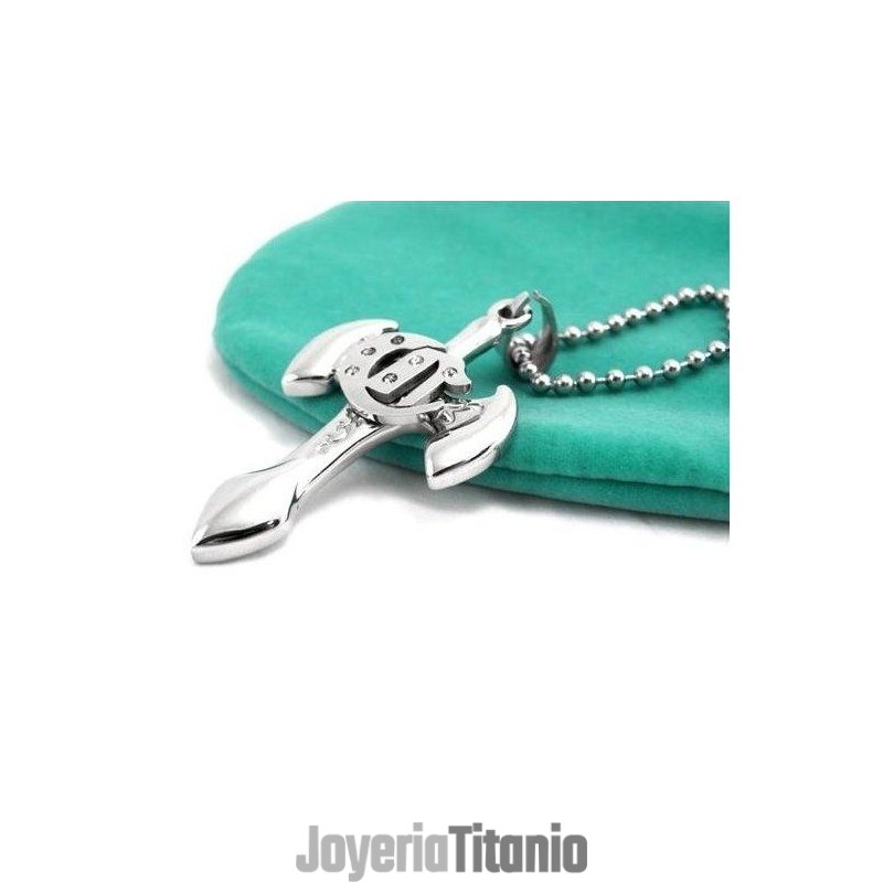 Collar Con Colgante De Titanio Puro Para Hombre Con Cruz De Espada