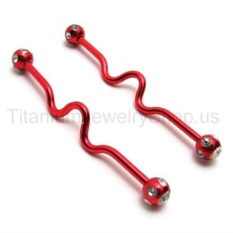Pendientes De Titanio Con Diseño Retorcido Rojo