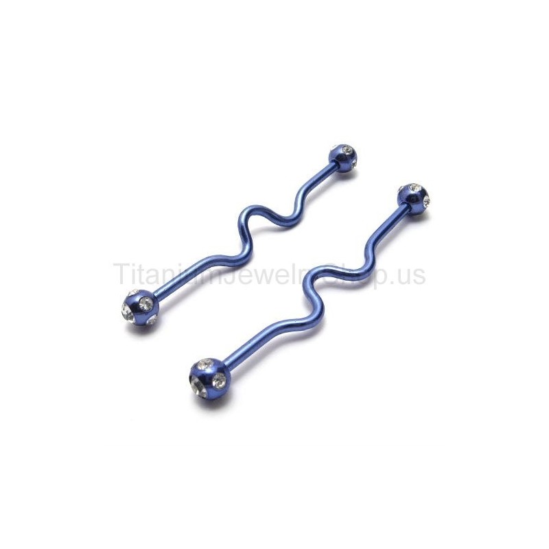 Pendientes De Titanio Con Diseño Retorcido Azul Pendientes De Titanio Con Diseño Retorcido Azul