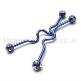 Pendientes De Titanio Con Diseño Retorcido Azul
