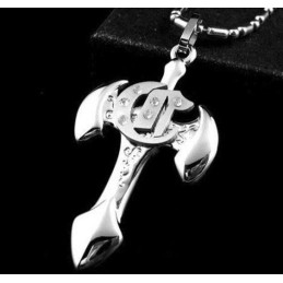 Collar Con Colgante De Titanio Puro Para Hombre Con Cruz De Espada
