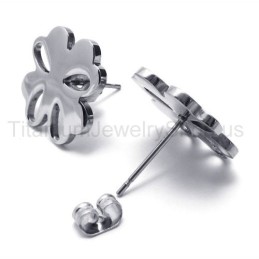 Pendientes De Titanio Con Flor De Plata