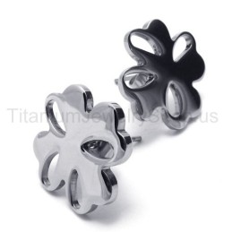 Pendientes De Titanio Con Flor De Plata