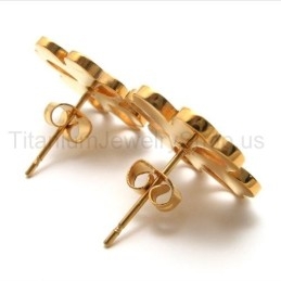 Pendientes De Titanio Con Flores Doradas