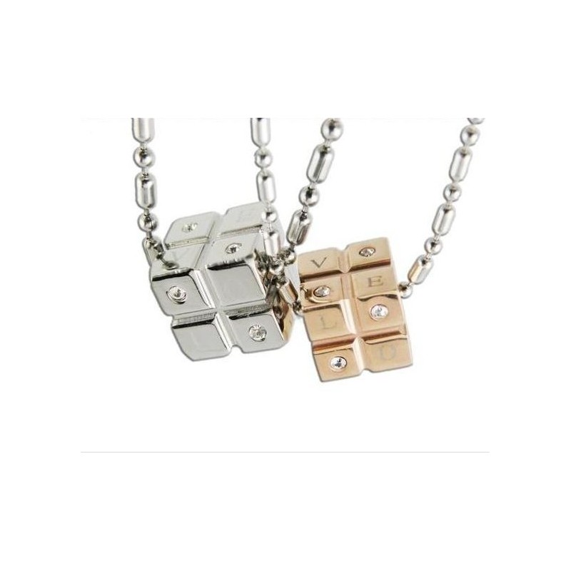 1 Par De Colgantes De Titanio Puro Para Parejas Con Forma De Cubo De Rubik