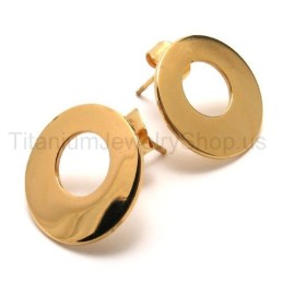 Pendientes De Titanio Con Aro Dorado