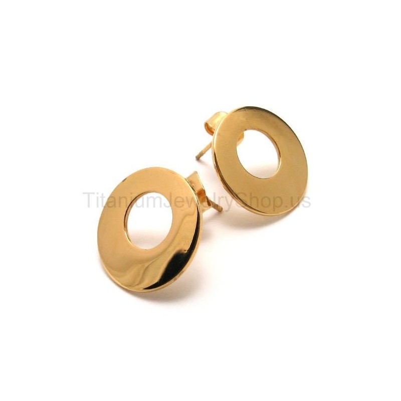 Pendientes De Titanio Con Aro Dorado