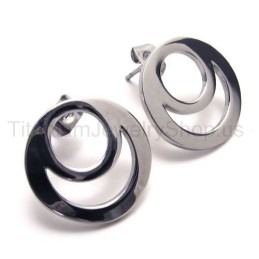 Pendientes De Titanio De Dos Vueltas Y Plata