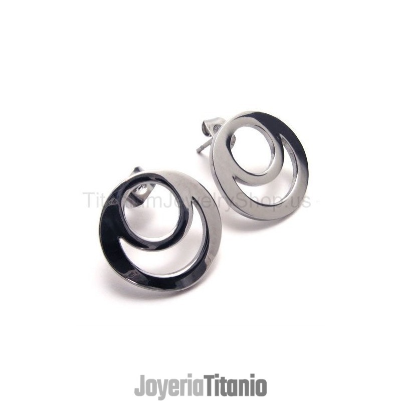 Pendientes De Titanio De Dos Vueltas Y Plata