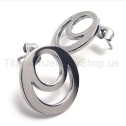 Pendientes De Titanio De Dos Vueltas Y Plata