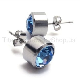 Pendientes De Diamantes Azules De Titanio Con Tanque De Plata
