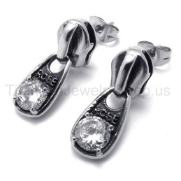 Pendientes De Titanio Retro Con Diamantes Blancos