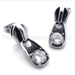 Pendientes De Titanio Retro Con Diamantes Blancos