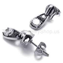 Pendientes De Titanio Retro Con Diamantes Blancos