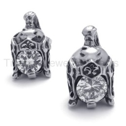 Casco Retro De Titanio Con Pendientes De Diamantes
