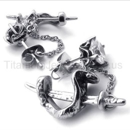 Pendientes De Titanio Con Forma De Espada Y Flor