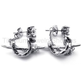 Pendientes De Titanio Con Forma De Espada Y Flor