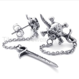Pendientes De Titanio Con Espada Y Calavera