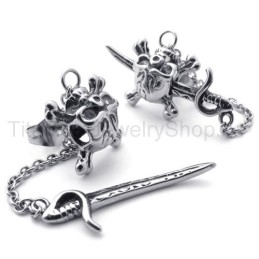 Pendientes De Titanio Con Espada Y Calavera