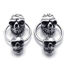 Pendientes De Titanio Con Calavera De Doble Cara