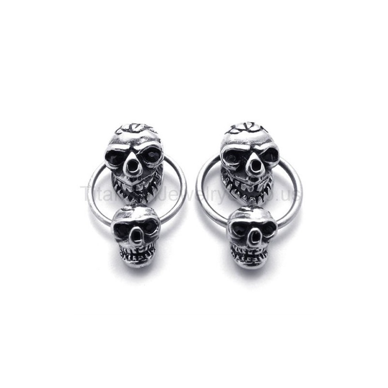 Pendientes De Titanio Con Calavera De Doble Cara Pendientes De Titanio Con Calavera De Doble Cara