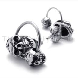 Pendientes De Titanio Con Calavera De Doble Cara