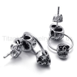 Pendientes De Titanio Con Calavera De Doble Cara