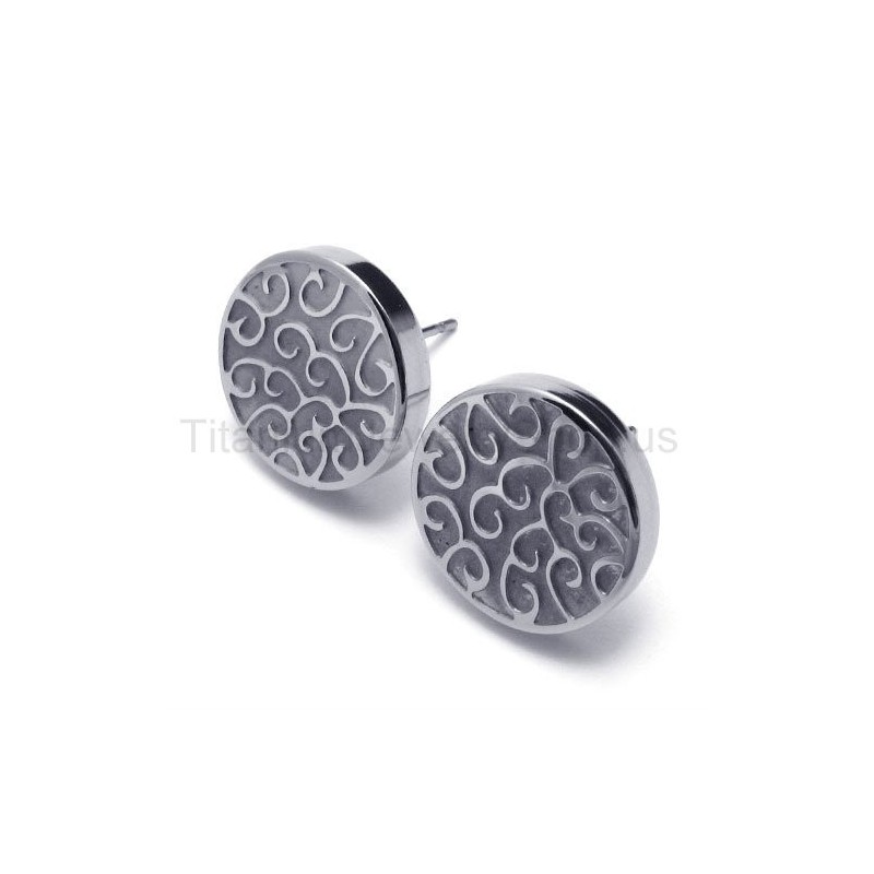 Pendientes De Titanio Y Plata Grabados