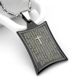Collar Con Colgante De Titanio Puro Y Cruz De Oración Con Las Sagradas Escrituras
